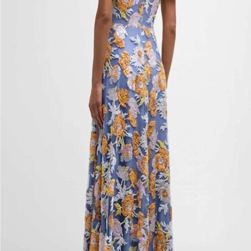 Jovani Puff-Sleeve Floral Sequin Gown - Picture 3 of 9